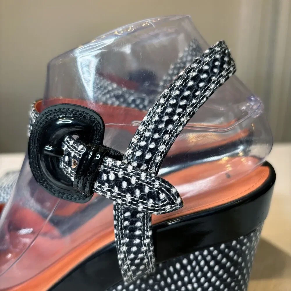 Via Spiga Aubrey Platform Wedge Open Toe Sandal Leather Snakeskin Size 10 M‎